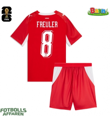 Schweiz Remo Freuler #8 Hemmaställ Barn VM 2026 Kortärmad (+ Korta byxor)